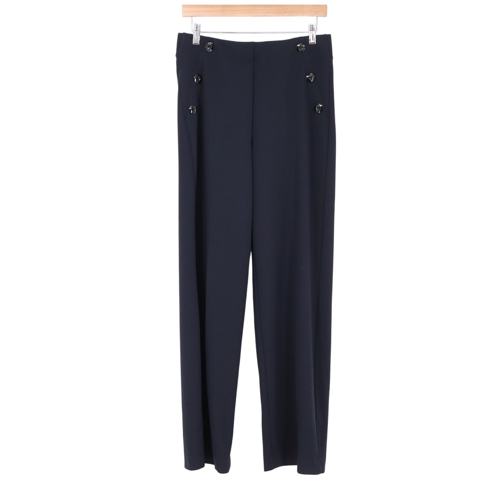 BBJ Los Angeles Pants Womens L Navy Blue Sailor Button Wide Leg Excellent